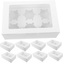 10pcs Muffin and Cupcake Bakery Boxes with Window Cavity Food-grade Paper Packaging for Egg Tarts Donuts and Brownies Lightweight and for Parties and Events
