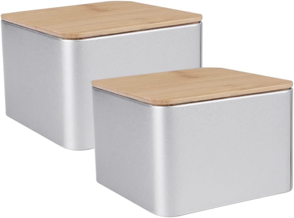 2Pcs Multi Functional Tinplate Storage Container with for Tea Cupcakes Cookies Business Cards Compact S for Easy Organization
