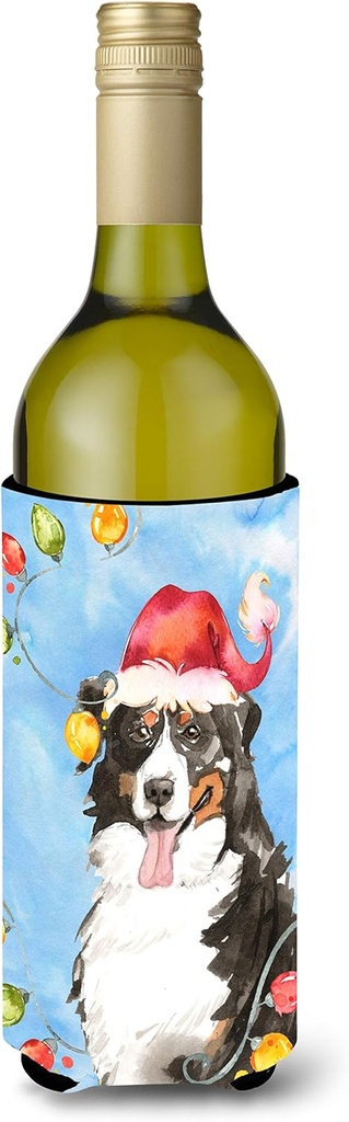 Caroline's Treasures CK2469LITERK Christmas Lights Bernese Mountain Dog Wine Bottle Hugger Bottle Cooler Sleeve Hugger Machine Washable Collapsible Insulator Beverage Insulated Holder