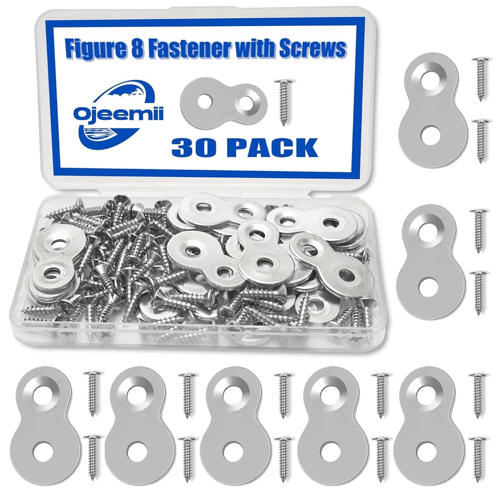 30PCS Figure 8 Fastener with Screws, Heavy Duty Table Top Fasteners, 12 Gauge Steel Desk Top Connectors