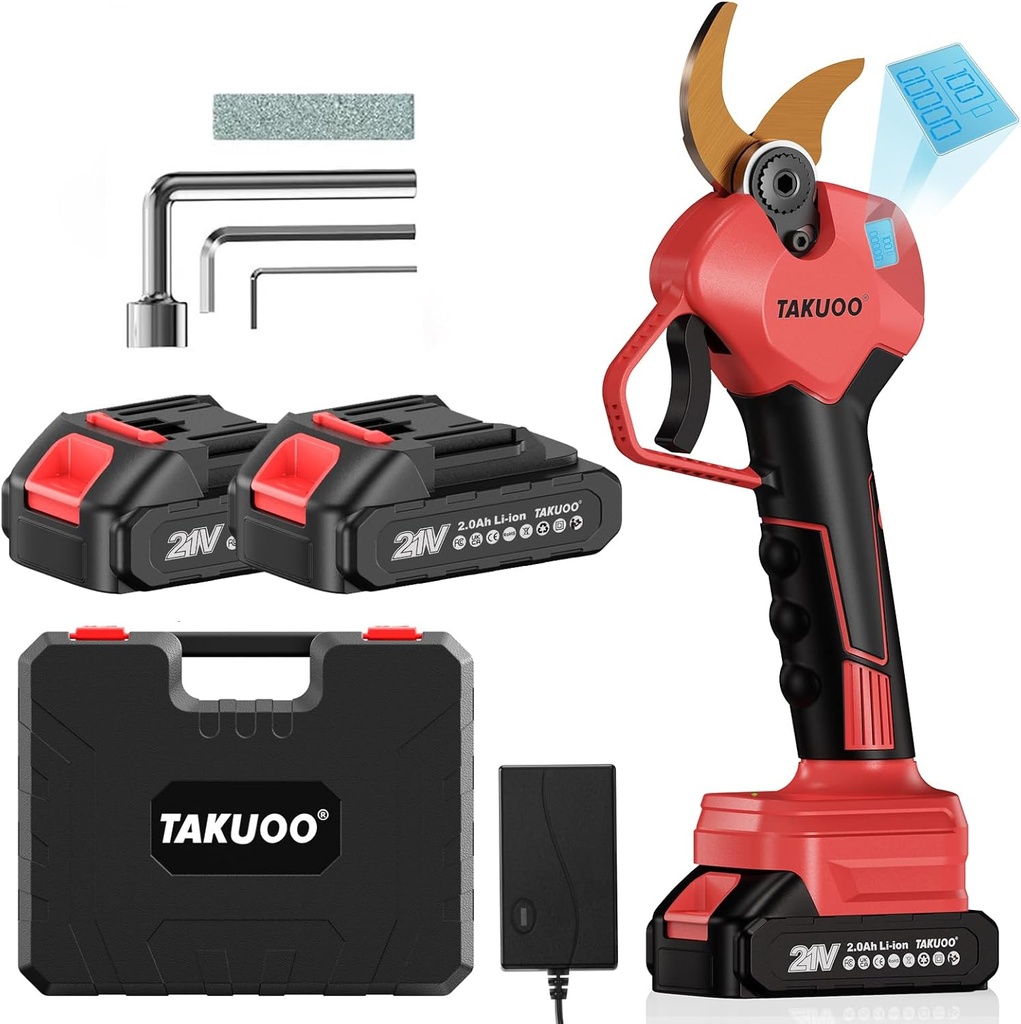 Cordless Electric Pruning Shears, 1.6" Cutting Diameter Power Pruner, Brushless Branch Cutter with LCD Display, Dual 2.0Ah 21V Battery Powered Trimming Scissors for Gardening Tree Pruning