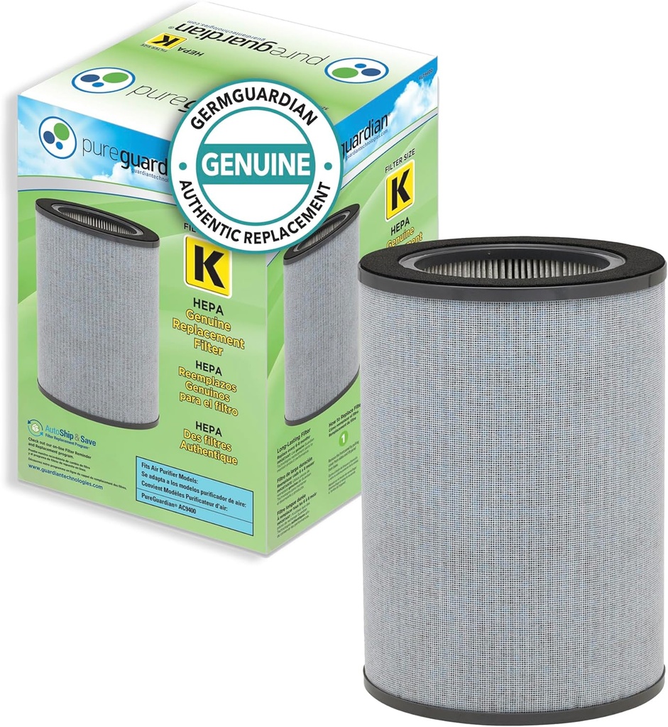 GermGuardian Filter K 360° HEPA Pure Genuine Air Purifier Replacement Filter, Removes 99.97% of Pollutants for Air Purifiers AC9400W and AC9600W, FLT9400