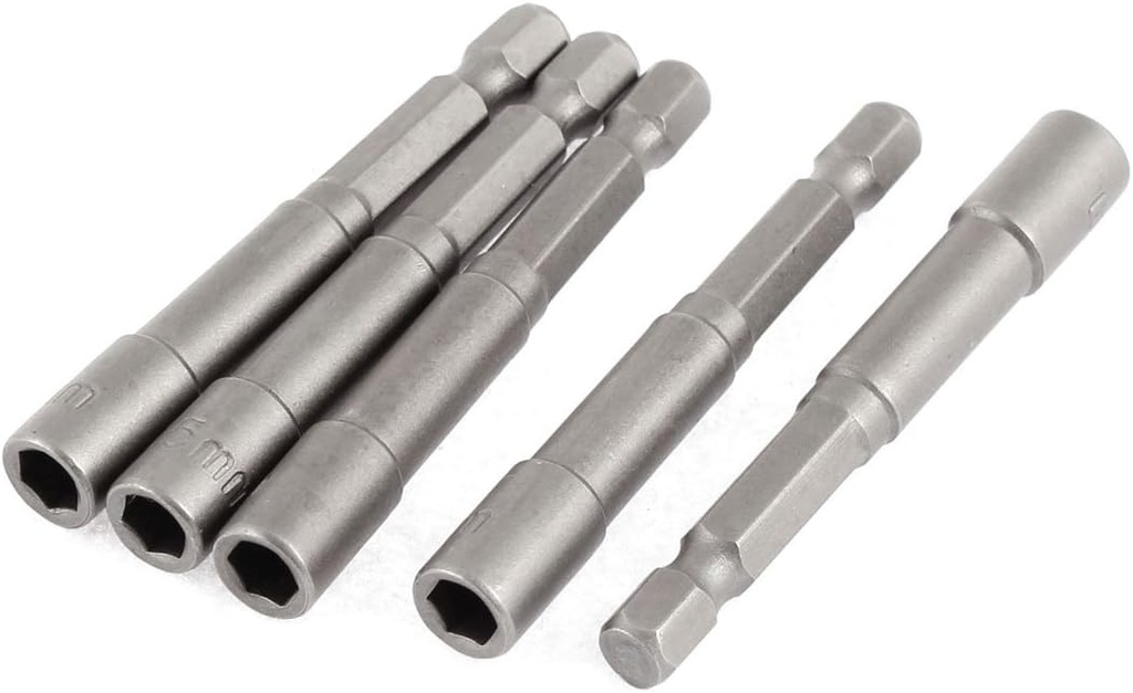 uxcell 1/4-inch Shank 5.5mm Hex Socket Nut Setter Driver Bit Adapter Gray 5pcs Non-magnetic