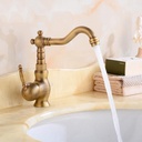 Vintage Sink Faucet Bathroom Antique, 360 Swivel Spout Antique Brass, Cold Hot Mixer Vintage Vanity Tap, Single Handle Bathroom Sink Faucet, B