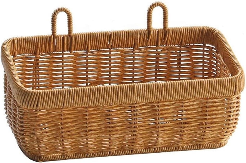 Durable Kitchen Basket Plastic Wicker Woven Storage Wall Hanging Vegetable Organizer Breathable Design Large Capacity Easy Access S