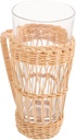 Luxshiny Woven Rattan Handle Glass Cup Elegant Drinking Glass for Water Juice Coffee - Design for Home Everyday Use