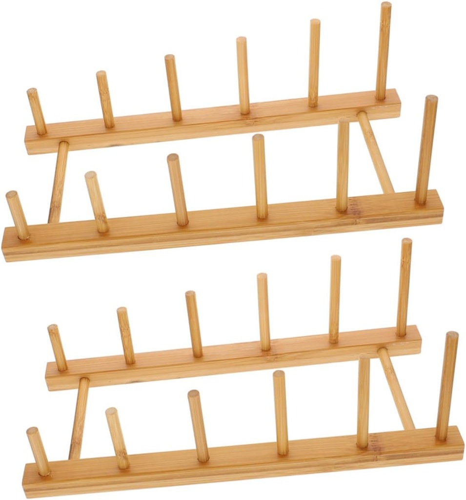 IMIKEYA 2Pcs Multi Functional Plate Drainer Racks Khaki Dish Drying Organizer for Kitchen Utensils Efficient Vertical Drainage Design for Healthy Easy Daily Use