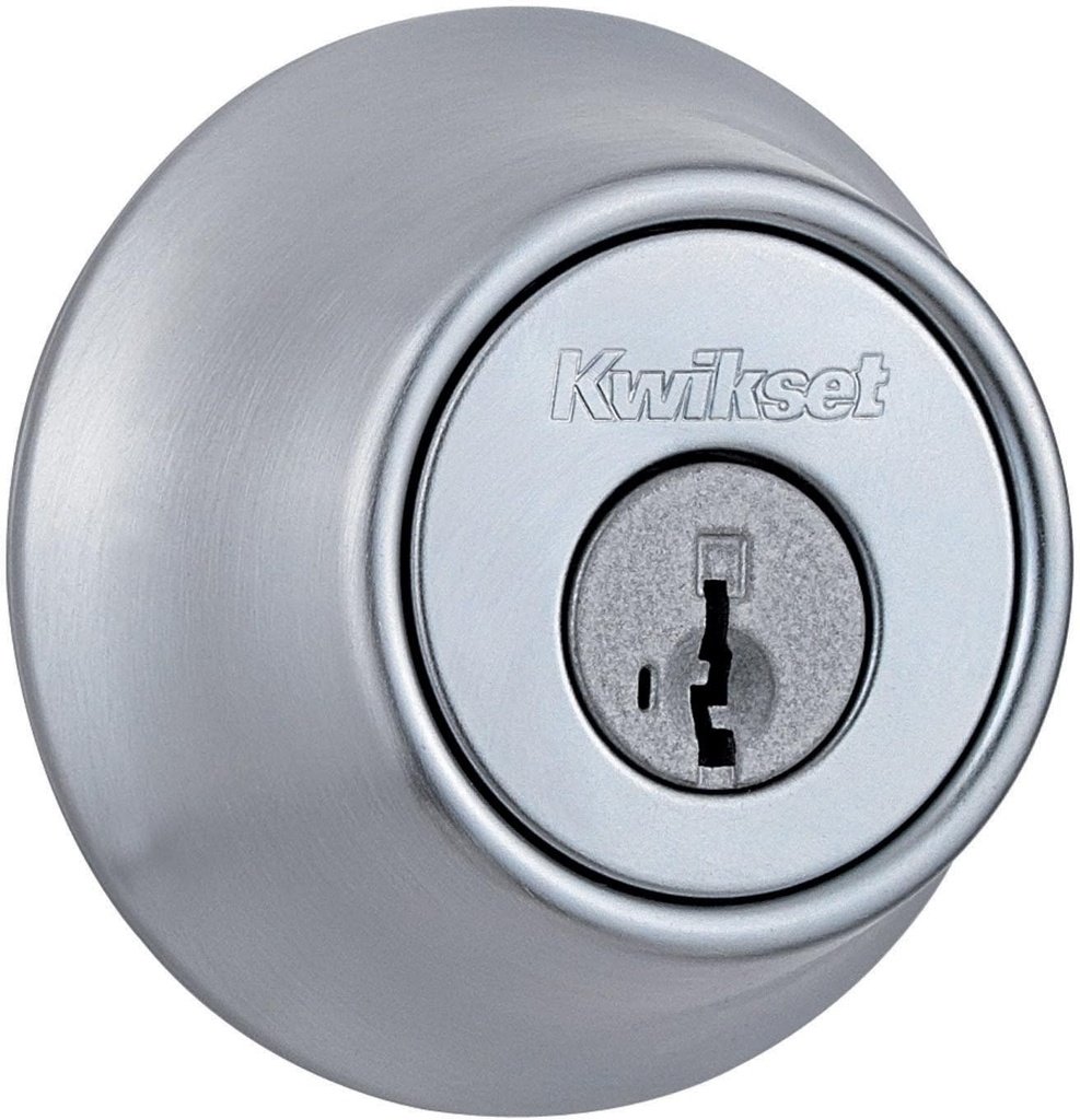 Kwikset 660 Deadbolt Deadbolt Lock, Satin Chrome Round Exterior Keyed Front Entry Door, Pick Resistant SmartKey Rekey Security, Single Cylinder Dead Bolt