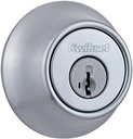 Kwikset 660 Deadbolt Deadbolt Lock, Satin Chrome Round Exterior Keyed Front Entry Door, Pick Resistant SmartKey Rekey Security, Single Cylinder Dead Bolt