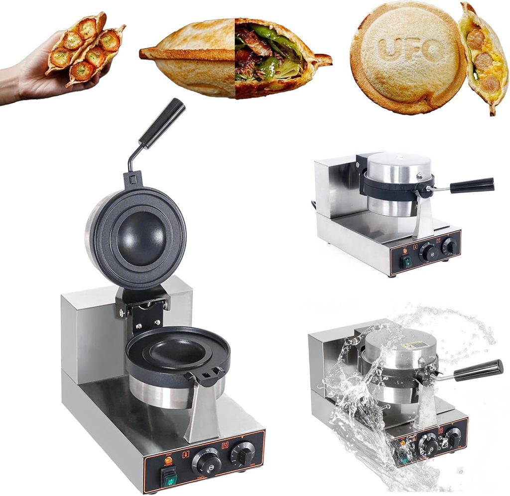 1.2kw/1.3kw Commercial Burger Panini Maker Machine with Time & Temp Control, Hamburger Waffle Maker, stainless steel body for Home Kitchens Breakfast Shops Schools, Non-Stick Pan twist-onstyle