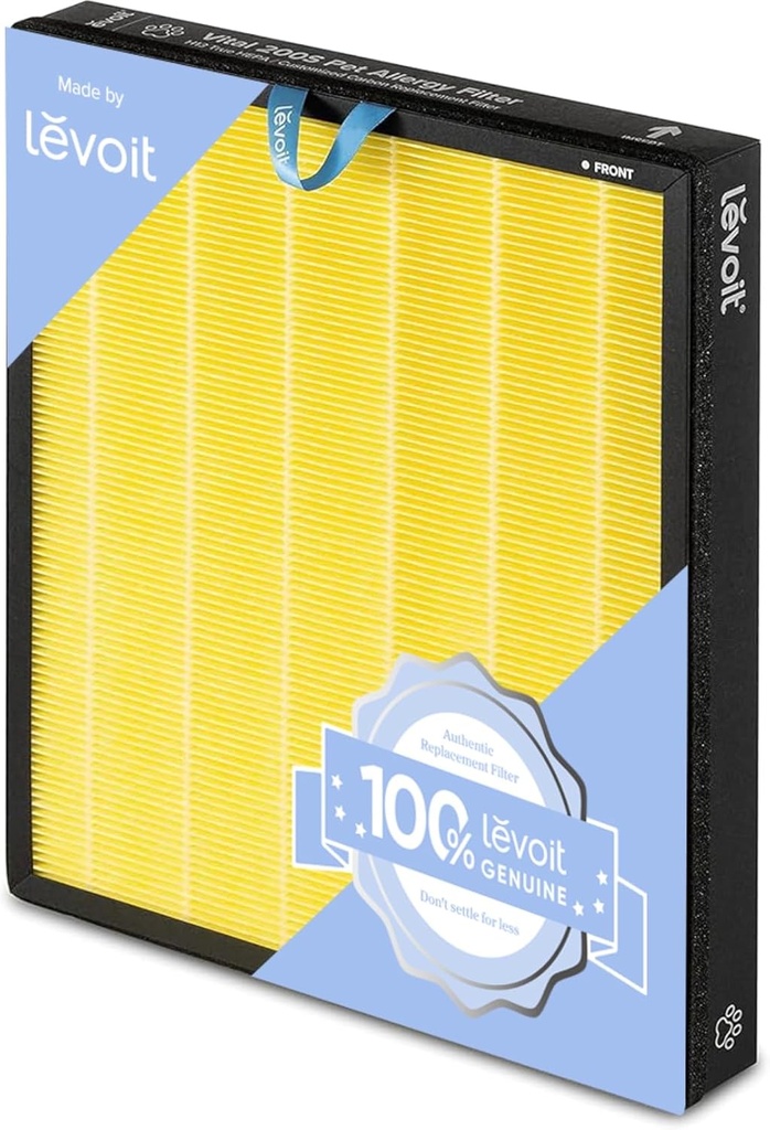 LEVOIT Genuine Vital 200S-P Air Purifier Pet Allergy Replacement Filter, Supports HEPA Sleep Mode, High-Efficiency Activated Carbon for Removal of Allergens, Pollen, Vital 200S-RF-PA, 1 Pack, Yellow