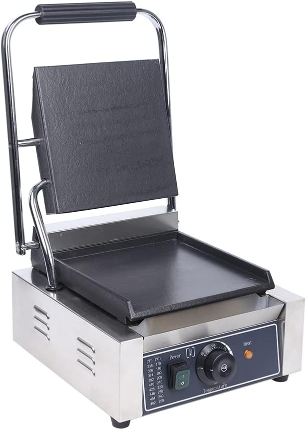 Electric Press Sandwich Maker, 1800W Steaks Electric Grill with Non-Stick Coated Plates Mini Tabletop Contact Grill with 122-572℉ Adjustable Temperature for Egg, Ham, Steaks