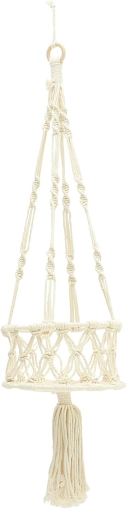 Handmade Macrame Cotton Rope Hanging Fruit Basket Kitchen Storage Organizer for Bananas Onions Tomatoes Potatoes Boho Wall Mounted Plant Holder Space Saving Home Decor