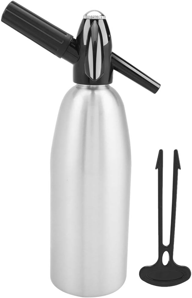 Soda Siphon, Aluminium Soda Maker Home DIY Sparkling Water Maker Fizzy Soda Machine Silver(Silver)