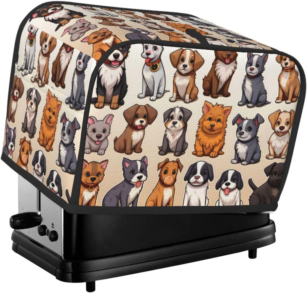 Toaster Cover 2 Slice Cartoon Dogs Pattern Toaster Cover Waterproof Kitchen Small Appliance Covers Microwave Oven Dust-Proof Bread Cover, Women Gift
