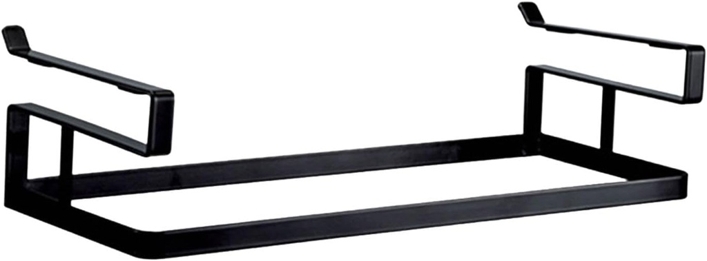 Qianly Cabinet Hanging Basket Iron Storage Rack Home Rag Hanging Basket for Kitchen Office, Black