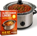 30 Count Large Slow Cooker Liners, 8qt Disposable Slow Cooker Liners for Oval Pots, Premium Rip-Resistant Cooking Bag for Heavy Duty Food, 8 Quart Slow Cooker Liner with Gusset