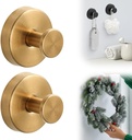 Suction Cup Hooks for Door Wreaths, 2025 Upgraded Wreath Hangers for Front Door, Halloween Christmas Suction Cup Wreath Hanger Holder for Glass Window Towel Shower Hooks Door Bathroom (2, Gold)