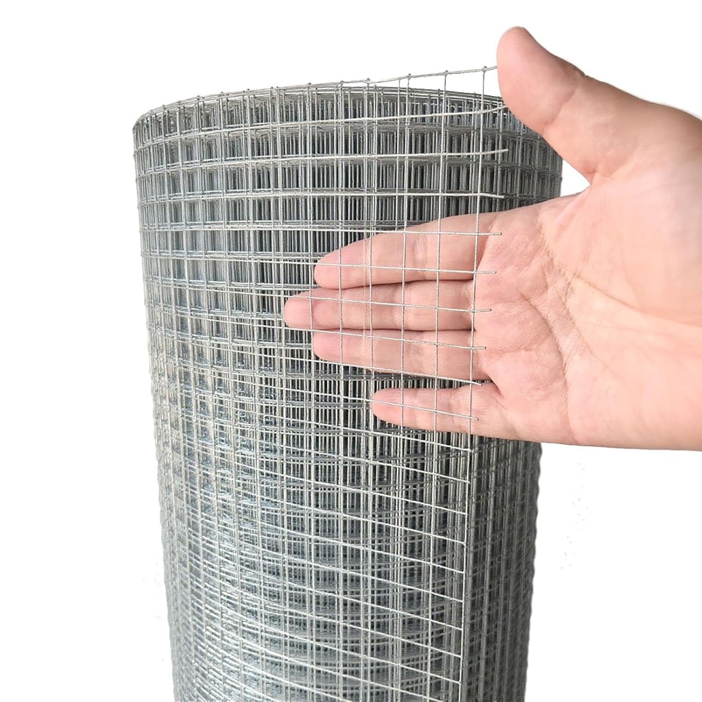 Hardware Cloth 1/2 inch 16in X 25ft Galvanized Welded Wire Mesh Roll, 19 Gauge Chicken Wire Fence, Snake Gopher Barrier Garden Fencing Rabbit Cage Netting