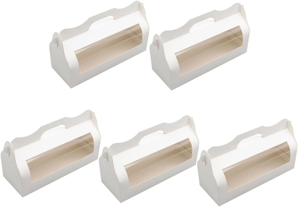 Unomor 5pcs Portable Handheld Baking Food Boxes Transparent Window for Cake Bread and Dessert Packaging Keep Baked Goods for Home and Bakery Use