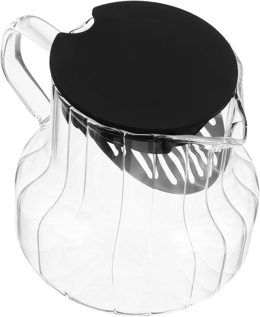 IMIKEYA Glass Coffee Maker Vertical Stripe Pattern Tea Pot Lid Handle for Iced Hot Water Home Gatherings Elegant Design