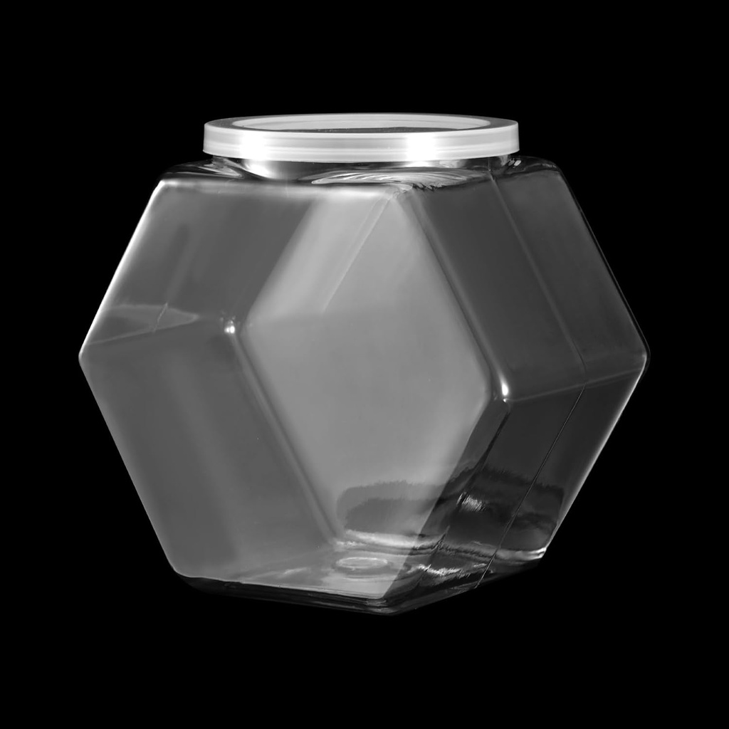 1 Piece Hexagon Plastic Jars 29 OZ Candy jars with lids Small Candy Jar Cookie Jar for Kitchen Clear Hexagonal Candies Containers for Snacks Candies Cookie Dog Treats Coffee Craft Sewing Supplies