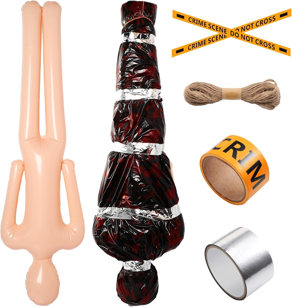 Liliful Halloween Decorations Outdoor 5ft Hanging Victim Props Scary Dummy Halloween Creepy Decor for Indoor Outdoor Holiday Party Decoration(Black)