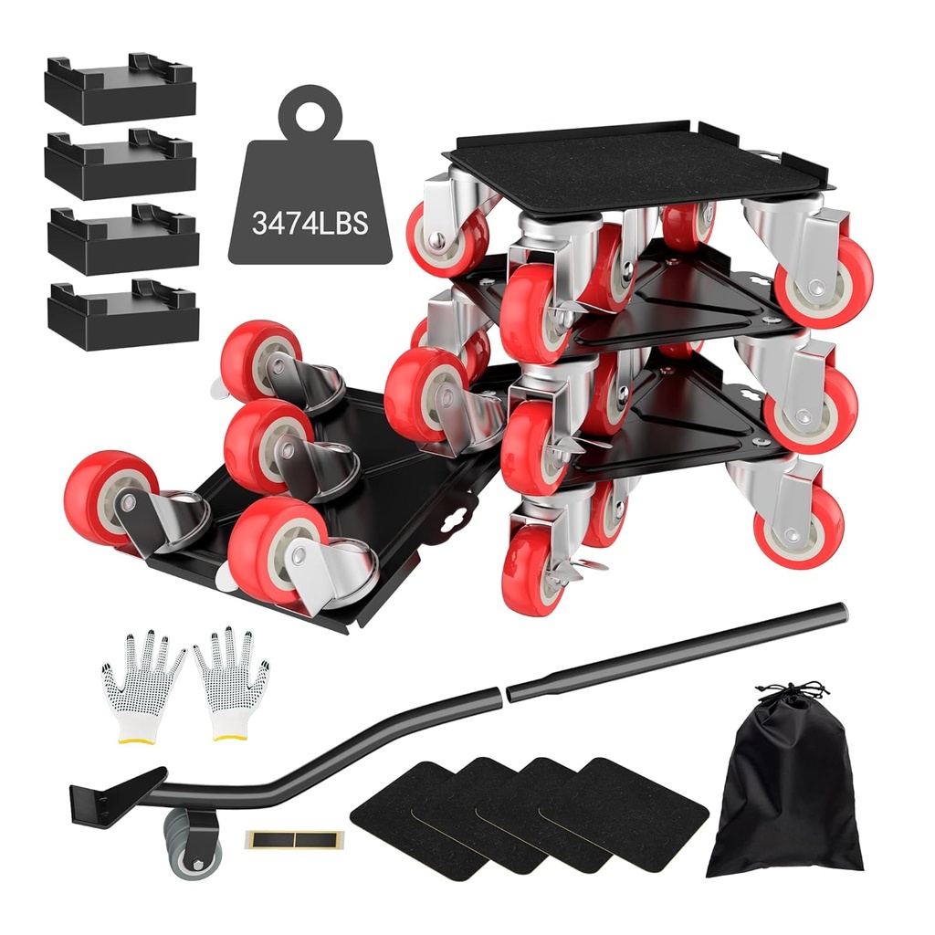 Furniture Dolly,Furniture Movers with 5 Wheels,Carbon Steel Panel Heavy Duty Dolly,Furniture Lifter with 5 360° Rotatable Rubber Universal Wheels,Maximum Load 3474LBS