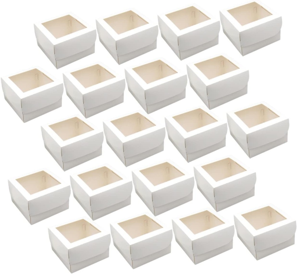 20Pcs Window Cake Boxes Premium Paperboard Packing for Cookies Cupcakes Desserts Food Grade Cardboard for Parties Baking Events