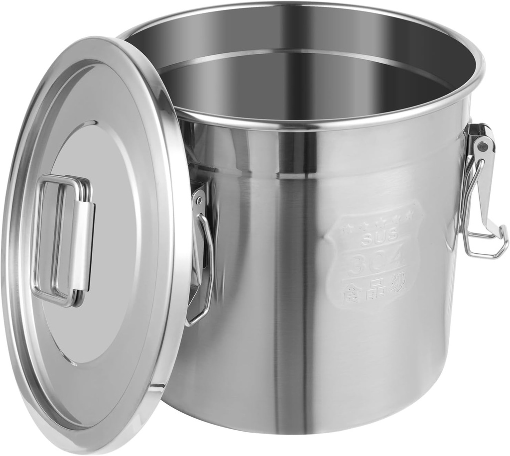 Stainless Steel Airtight Canister,Food Storage Canisters with Airtight Lid & Locking Clamp,Rice Cereal Grain Canisters for Kitchen Storager Bucket for Flour, Coffee Bean (12L)