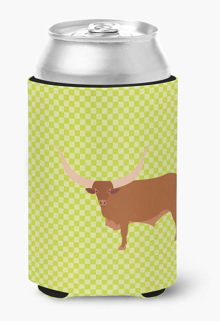 Caroline's Treasures BB7649CC Ankole-Watusu Cow Green Can or Bottle Hugger Cooler Washable Drink Sleeve Collapsible Beverage Insulated Holder, Can Hugger, Multicolor