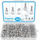 Yinpecly 240Pcs 2020 Aluminum Extrusion Hardware Accessories, M5 T-Nuts Screws Kit, Hammer Head T-Slot Nut for 2020 Series European Standard Aluminum Profile, Silver