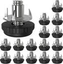 16 Pack 5/16" Stainless Steel Screw-in Furniture Levelers, Adjustable Furniture Levelers Screw in Threaded,T- Nut Kit Threaded Leveling Feet Glides for Table, Chair, Furniture Legs