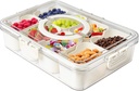MineSign Divided Snackle Box with Handle Food Serving Tray Charcuterie Board with Lid Stackable Fruit&Veggie Container with 8 Small with Removable Boxes for Travel Snack Candy Nuts Spice