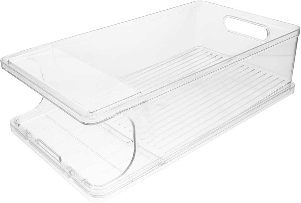 Stackable Beverage Can Holder Organizer for Fridge Easy Access Drink Storage Container Transparent Design for Drinks and Beer for Home Rvs and