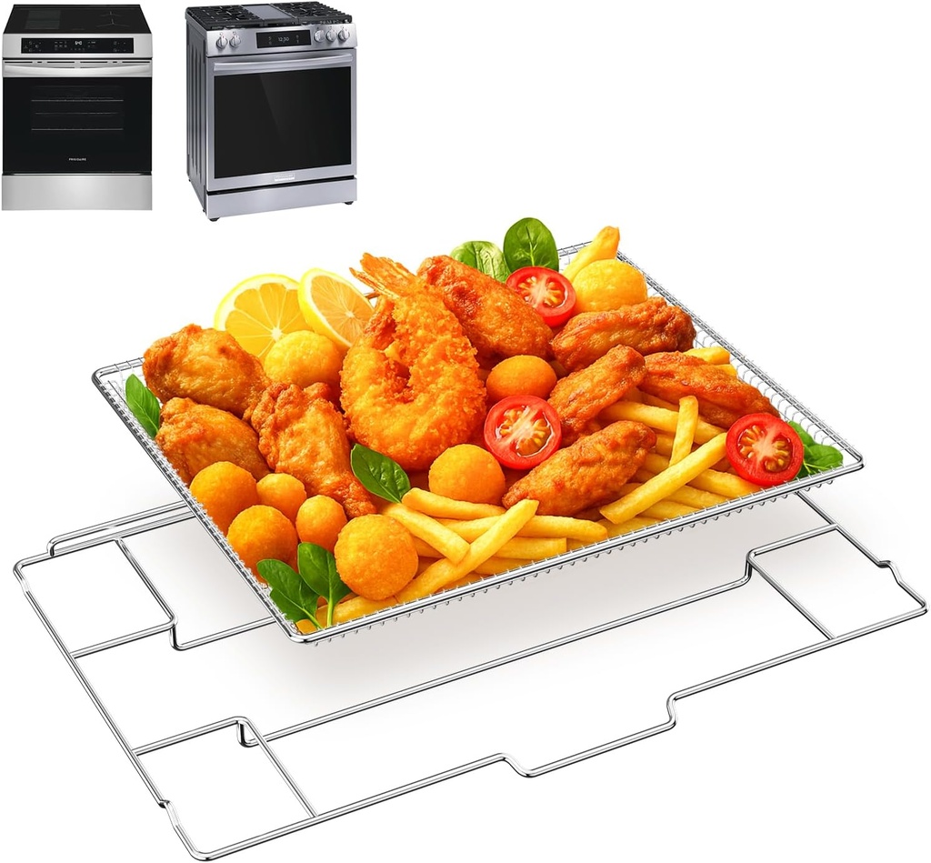 Air Fryer Tray for Frigidaire, Amana 30 inch Gas Range Oven, Air Fryer Basket Tray Set for Frigidaire Wall Ovens Ranges, Universal Stainless Steel Air Fryer Tray, Mesh Air Fryer Basket for Gas Grill