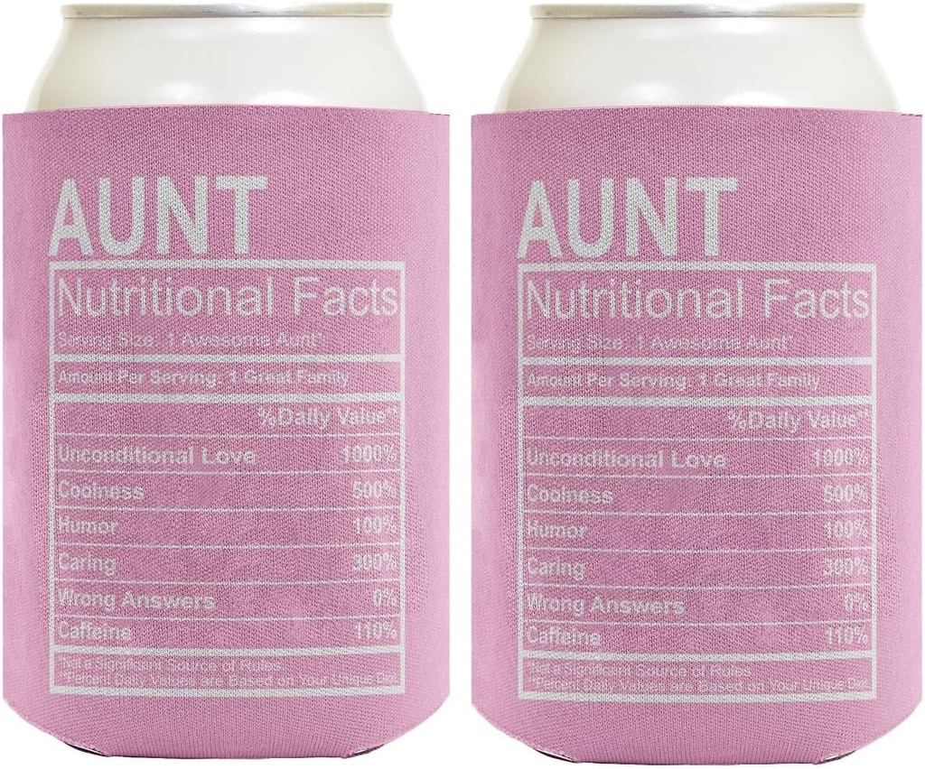 Aunt Gifts For Women Aunt Nutritional Facts 2-Pack Can Drink Thermocoolers