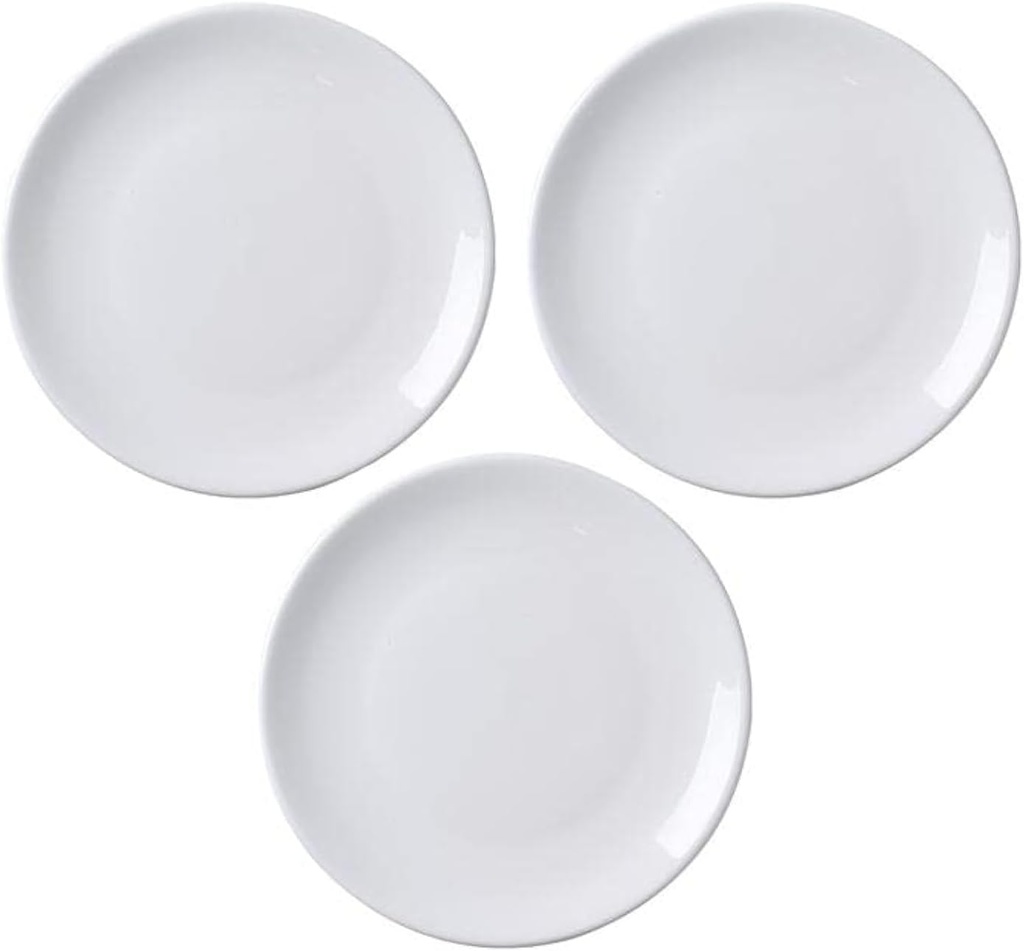 Porcelain Appetizer Plates Set of 3, 5 Inch White Dessert Salad Plates, Small Dinner Plates for Sides Snack Sauce, Kitchen Ceramic Serving Dishes