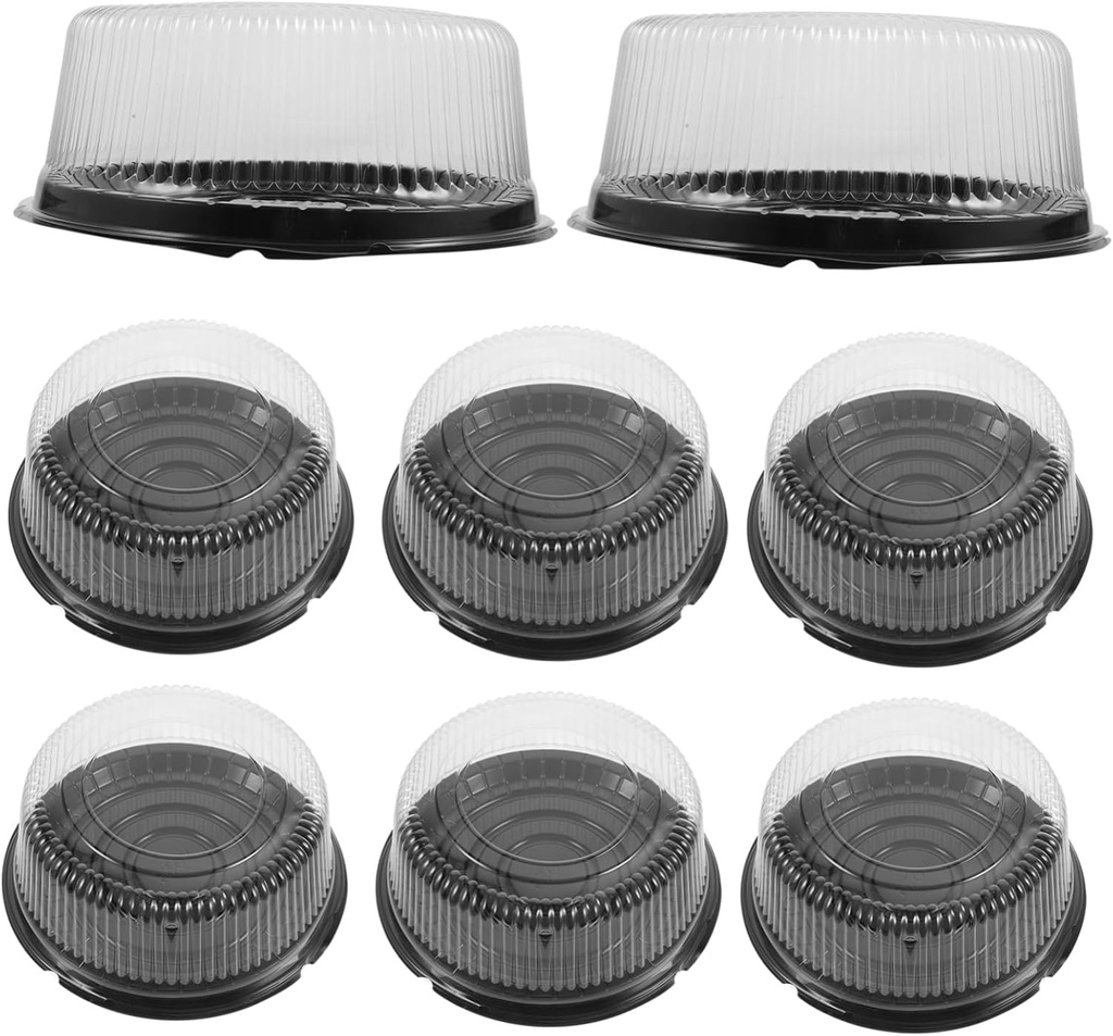 IMIKEYA 10pcs Reusable Plastic Cake Boxes with Lids Round Transparent Bakery Cake Carriers Containers for Party Outdoor Camping and Food Display