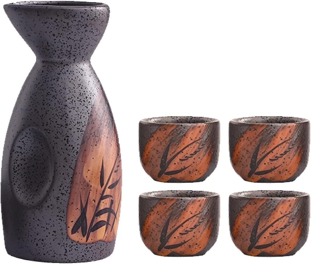 Creative Ceramic Wine Set-Sake and White Wine Small Wine Pot-High Temperature Kiln to Change Shochu Wine Pot Set,Style one Cups (Style One Q)