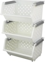 Bringer 4-Pack Plastic Stackable Storage Basket, Kitchen Stacking Organizer Basket, White