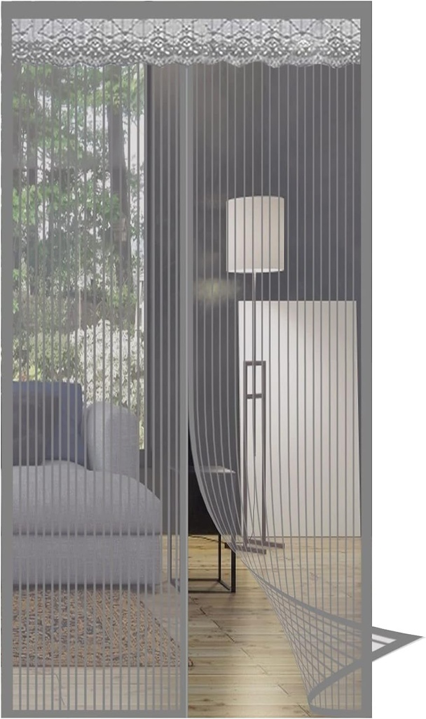 Magnetic Screen Door, 190x250cm Keeps Bugs and Mosquitoes Out Mesh Mosquito Door Full Frame Magic Tape, for Door Balcony Door Living Room Patio Door, Gray A
