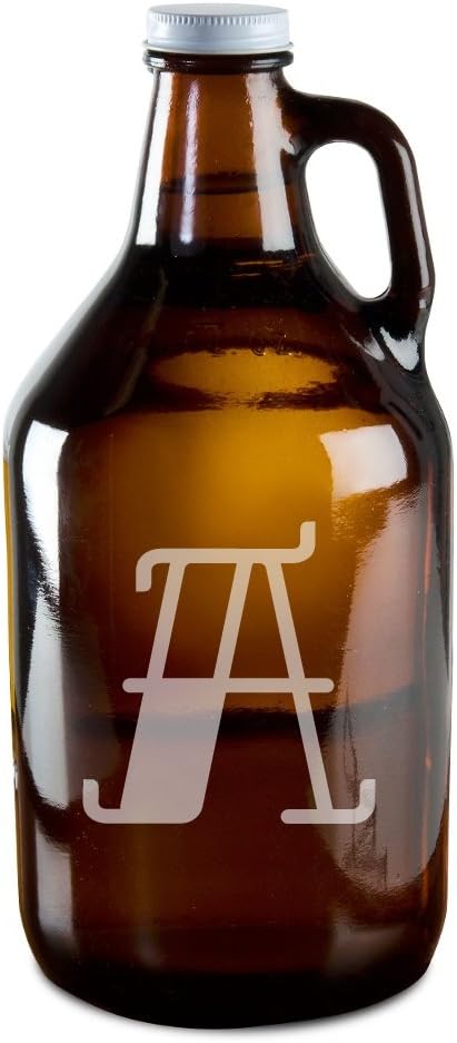 Tattoo Style Letter A Hand-Made Etched Glass Beer Growler 64 oz