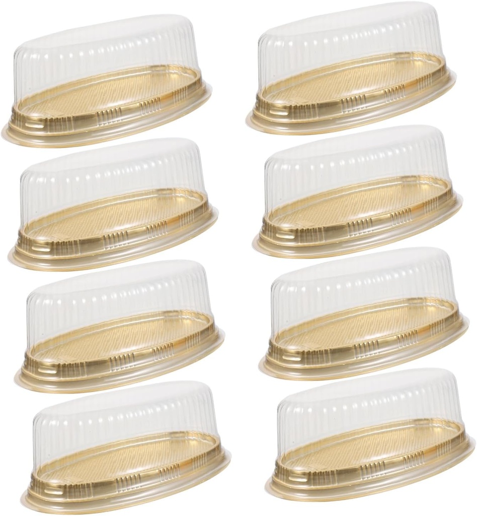 Mobestech 10pcs Transparent Plastic Cake Packing Boxes Oval Food Storage Containers for Party Favors Gifts Lightweight Portable Cake Containers for Baked Goods and Takeaway