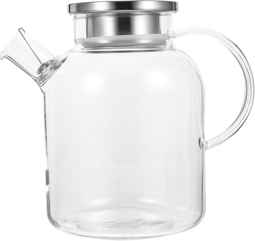 Transparent Glass Water Pitcher Heat Resistant Drink Container with Lid for Water Iced Tea Juice and More Kitchen Essential