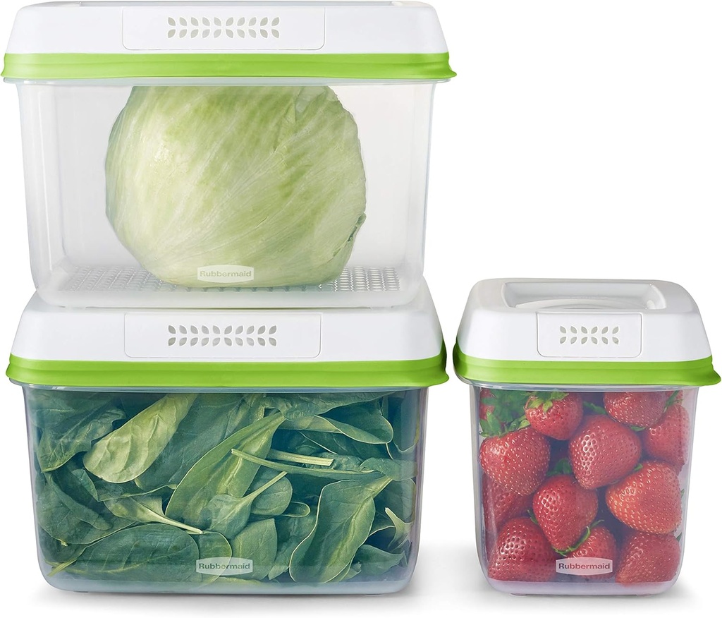 Rubbermaid FreshWorks Produce Saver, Medium and Large Storage Containers, 6 Piece Set