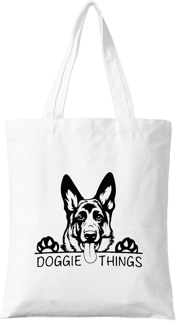 Doggie Things Canvas Tote Bag for Women, Dogs Lover Gift for Dog Mom, Birthday Christmas Cute Shepherd Gifts For Women.