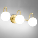 Gold Light Fixtures, 3-Light Over Mirror, Mid Century Modern Bathroom Vanity Lights Wall Sconces With Globe Frosted Milk Glass