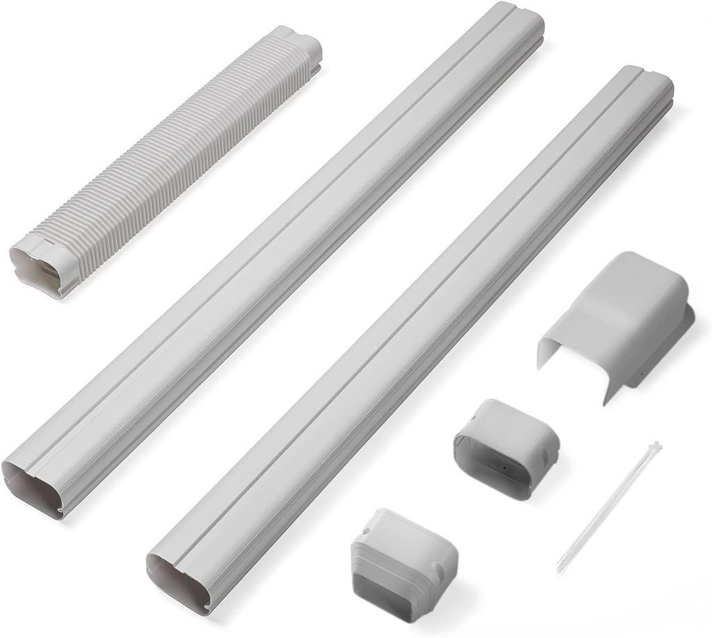 TURBRO 3’’ W × 7.5’ L Decorative PVC Line Cover Kit for Mini Split and Central Air Conditioners, AC Heat Pumps Systems