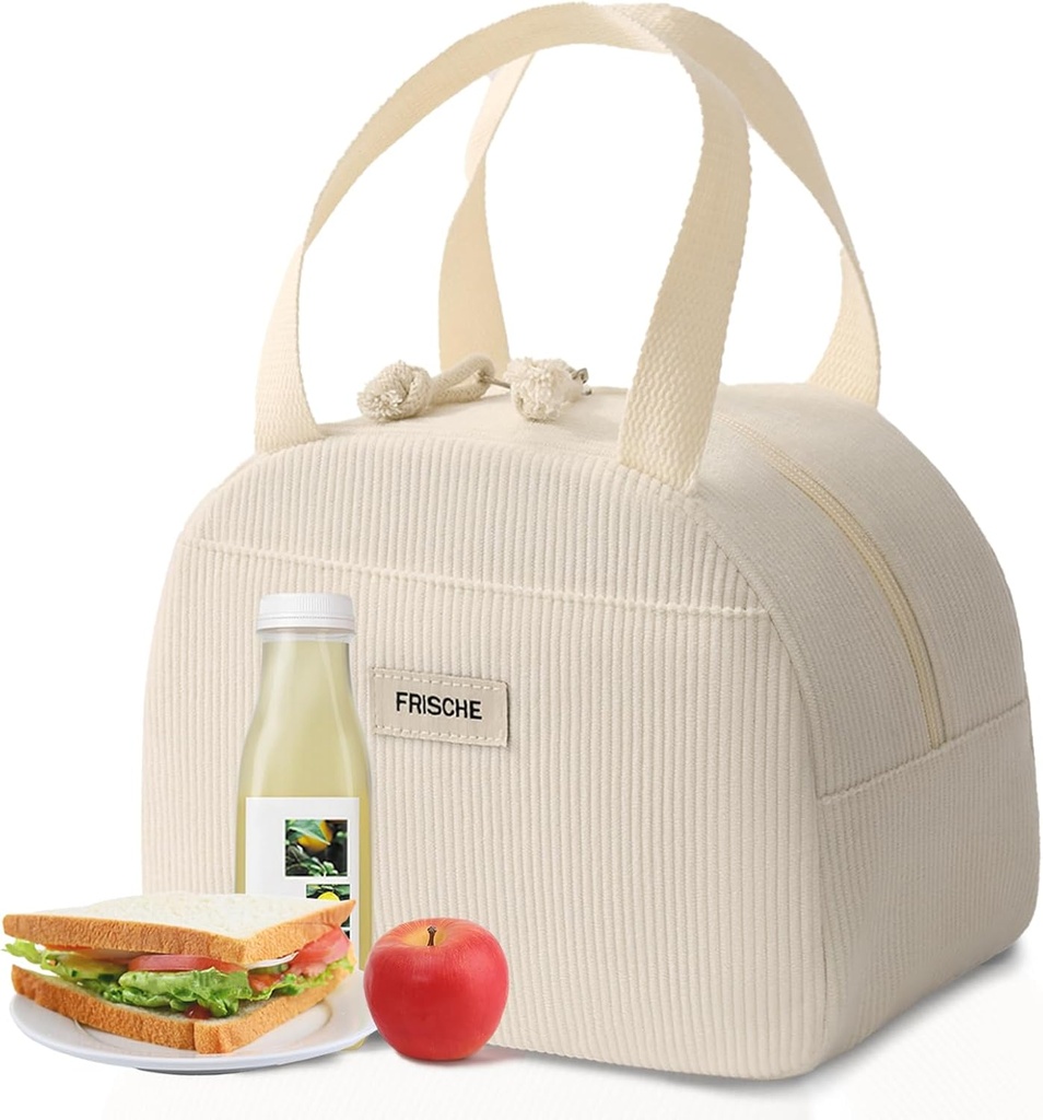 Lunch Bag for Women Men Cute Corduroy Lunch Tote Bags Reusable Insulated Lunch Box Large Capacity Reusable Insulated Cooler for Work/Picnic/Travel